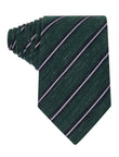 Bottle Green Stripe Linen Necktie - forest green and navy stripe linen tie - OTAA