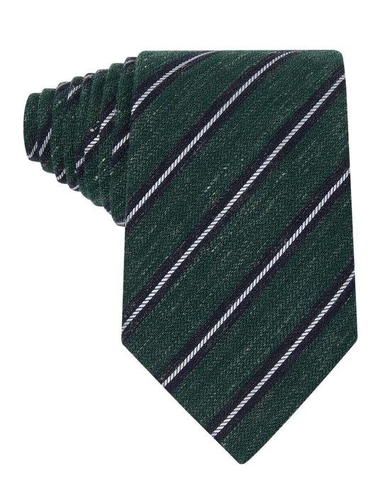 Brampton Green Stripe Linen Necktie