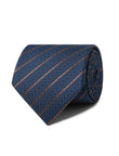 Wharfedale Stripe Necktie - brown and navy stripe detail - OTAA