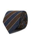 Copperfield Court Stripe Necktie - brown and navy stripe detail - OTAA