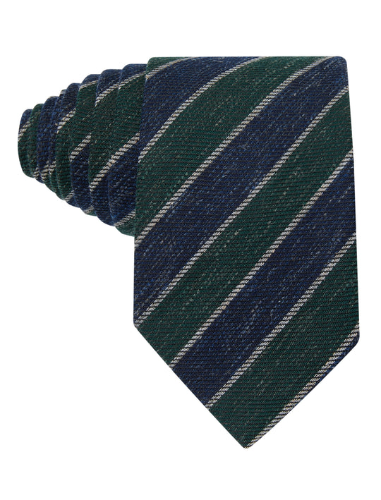 Forest and Navy Stripe Linen Necktie