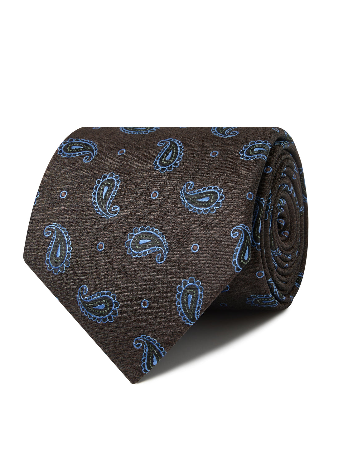 Bracken Paisley Necktie - brown and blue paisley detail - OTAA