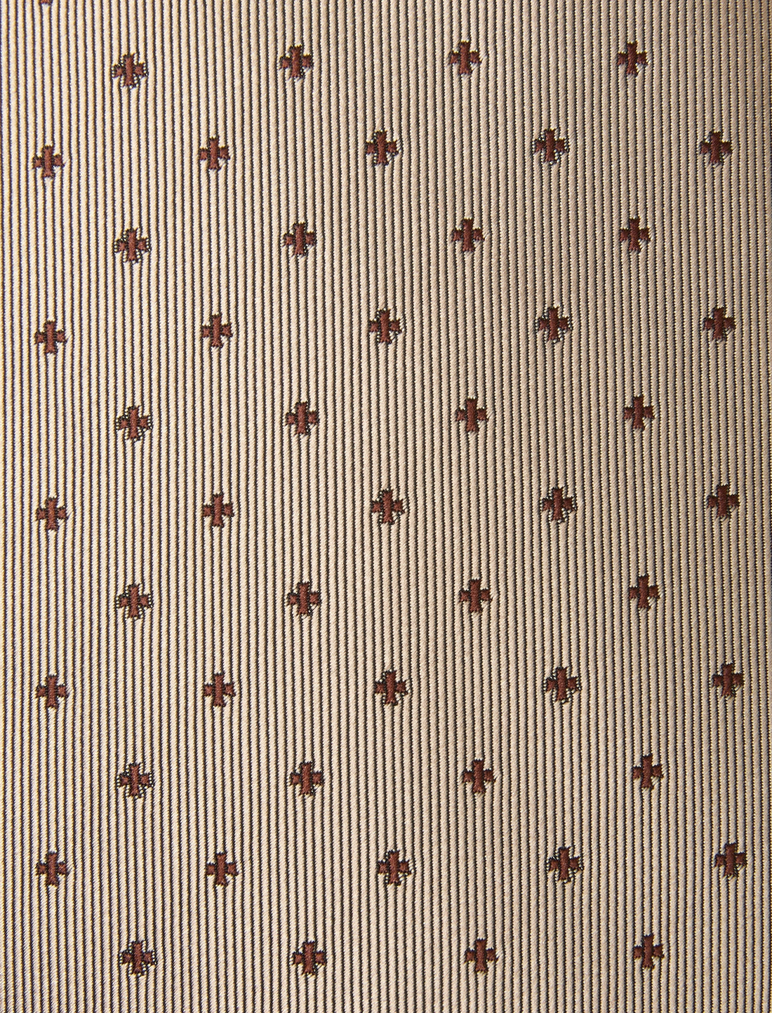 Hazelwood Foulard Necktie - knotted view, brown foulard - OTAA