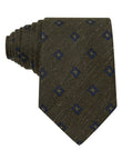Moorfield Olive Linen Necktie - olive green, brown and blue spot linen tie - OTAA