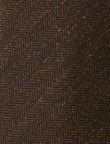 Brampton Brown Linen Necktie - knotted view, brown khaki linen - OTAA