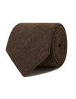 Brampton Brown Linen Necktie - brown khaki linen texture detail - OTAA