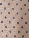 Rosefield Dot Necktie - knotted view, navy blush dot linen - OTAA