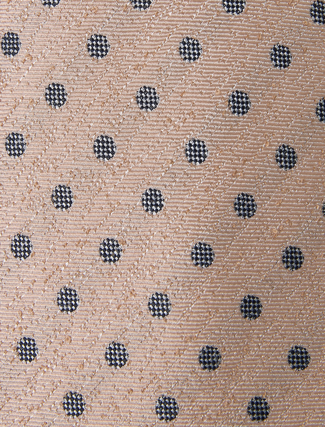 Rosefield Dot Necktie - knotted view, navy blush dot linen - OTAA