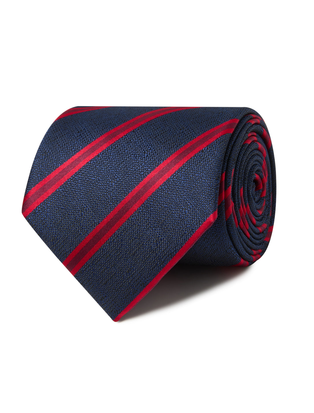 Red Navy Rosewood Stripe Necktie - navy and red stripe detail - OTAA