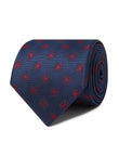 Roseport Crimson Navy Necktie - navy and red floral detail - OTAA