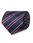 Burgundy Bishop Stripe Necktie - burgundy and navy stripe detail - OTAA