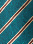Emerald Isle Brown Stripe Necktie - knotted view, green and brown stripe - OTAA