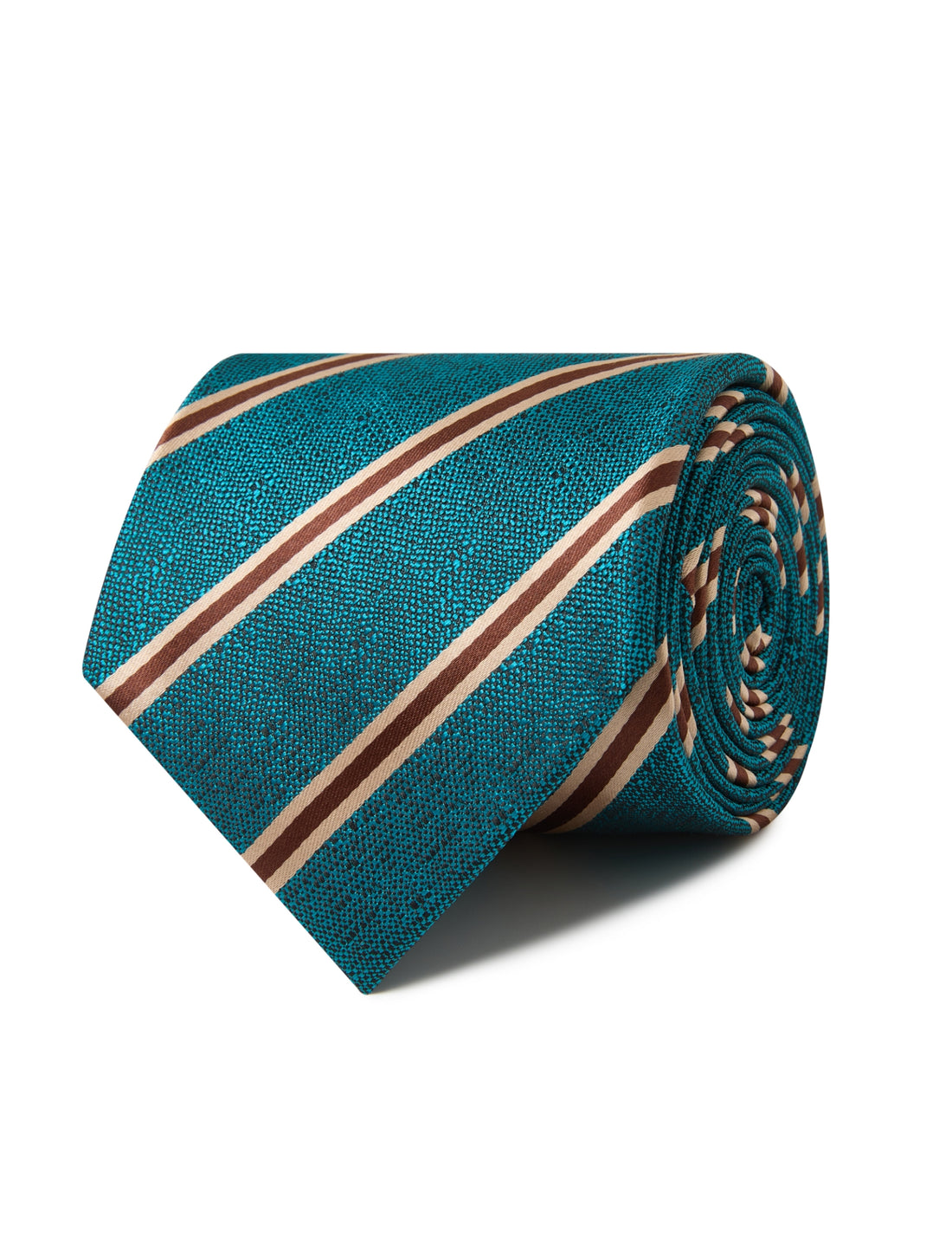 Emerald Isle Brown Stripe Necktie - green and brown stripe detail - OTAA