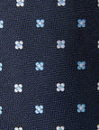 Hampton Floret Necktie - knotted view, navy and blue floral - OTAA