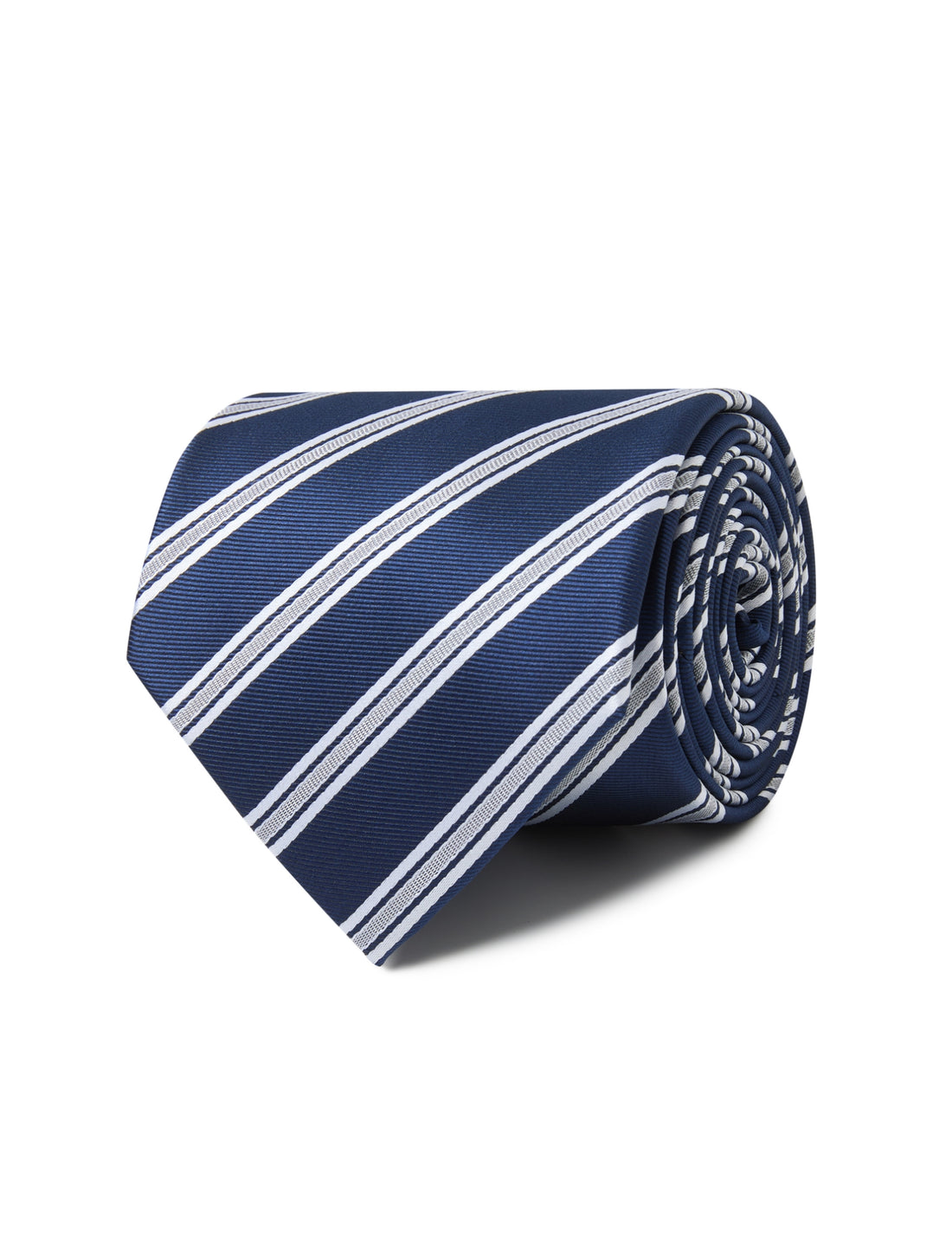 Bannister Yardline Stripe Necktie - navy and grey stripe detail - OTAA