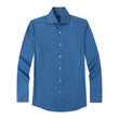 Bellamy Cornflower Heather Easy-Iron Twill Shirt - cornflower blue heather twill, Italian collar - OTAA