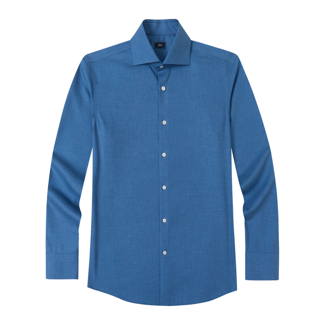 Bellamy Cornflower Heather Easy-Iron Twill Shirt - cornflower blue heather twill, Italian collar - OTAA