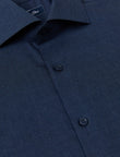 Pelham Admiral Heather Easy-Iron Twill Shirt - classic fit navy shirt detail - OTAA