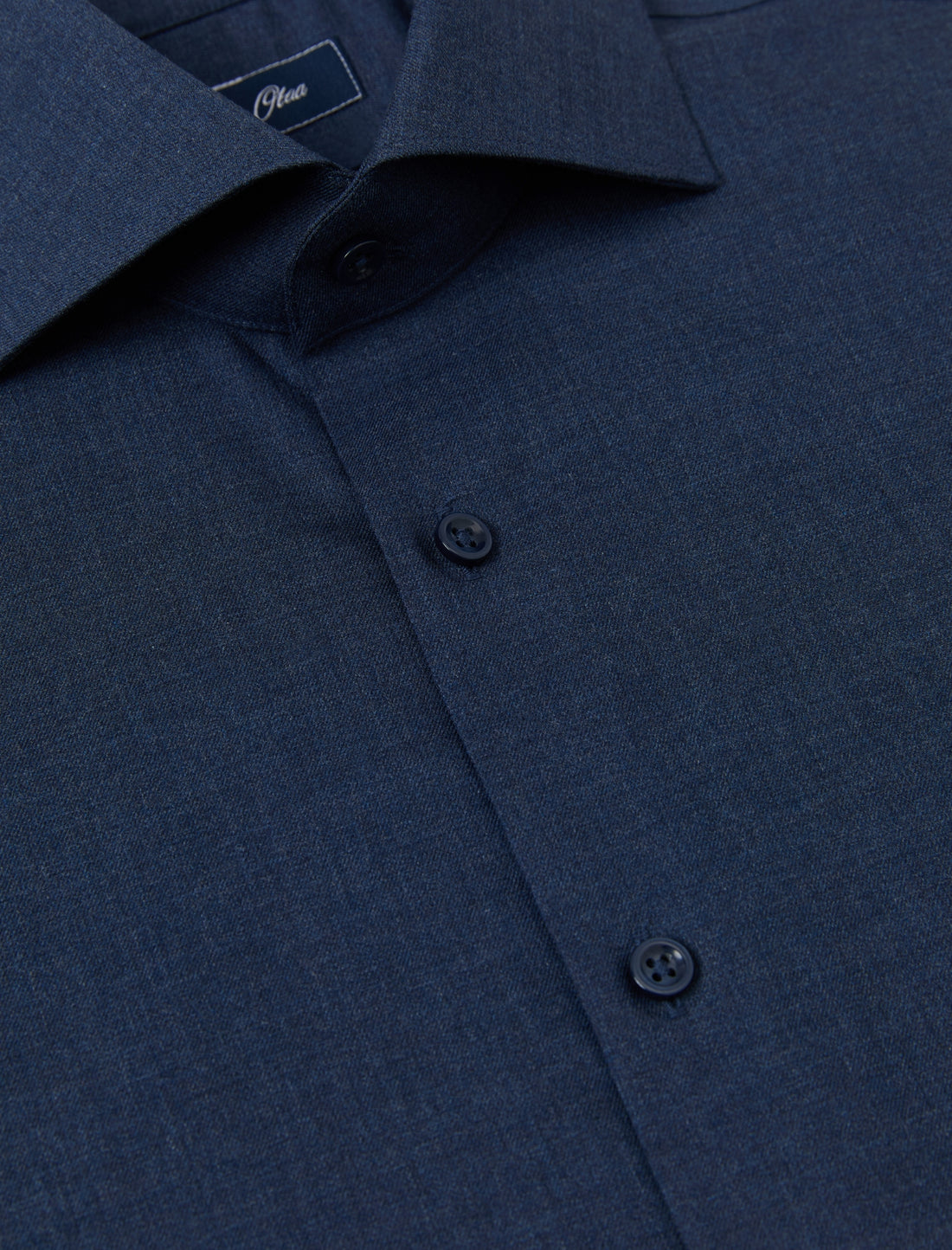 Pelham Admiral Heather Easy-Iron Twill Shirt - classic fit navy shirt detail - OTAA