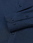 Pelham Admiral Heather Easy-Iron Twill Shirt - navy heather twill fabric close-up - OTAA