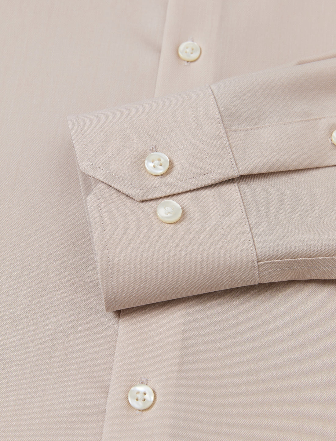 Hawthorne Khaki Easy-Iron Twill Shirt - khaki twill fabric close-up - OTAA