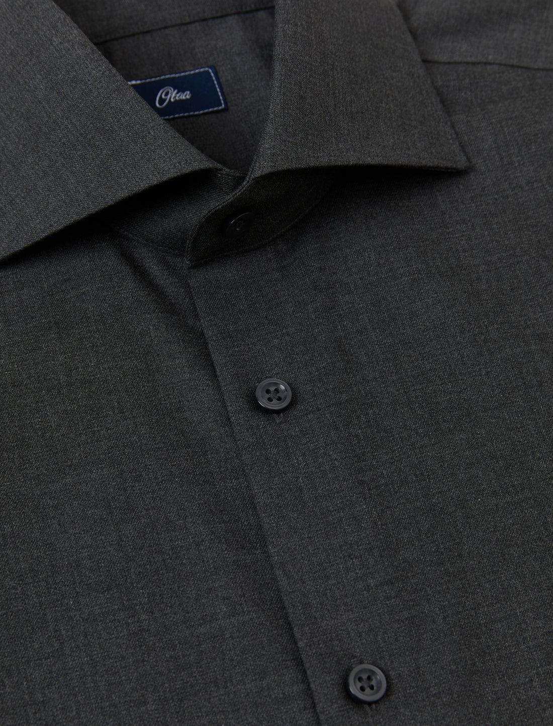 Blackwood Charcoal Heather Easy-Iron Twill Shirt - charcoal heather twill, Italian collar - OTAA