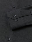 Blackwood Charcoal Heather Easy-Iron Twill Shirt - hexagonal cuff and charcoal twill close-up - OTAA