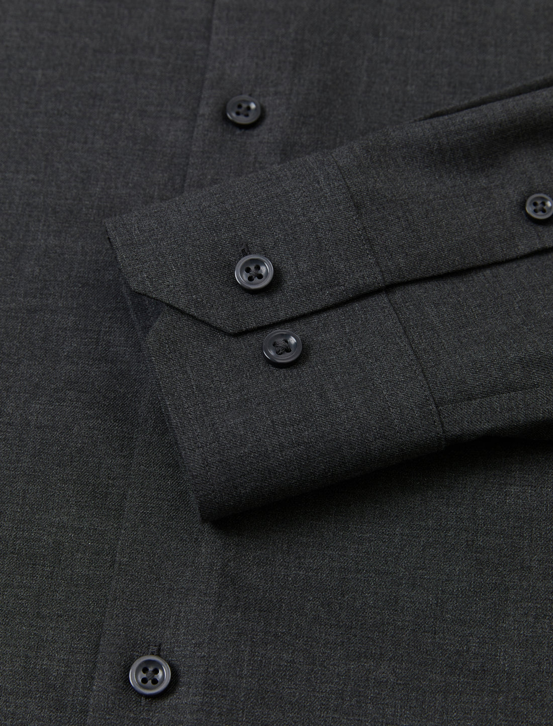 Blackwood Charcoal Heather Easy-Iron Twill Shirt - hexagonal cuff and charcoal twill close-up - OTAA
