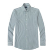 Henley Emerald Stripe Non-Iron Poplin Shirt - emerald and ivory stripe poplin, Italian collar - OTAA