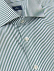 Henley Emerald Stripe Non-Iron Poplin Shirt - classic fit green stripe shirt detail - OTAA
