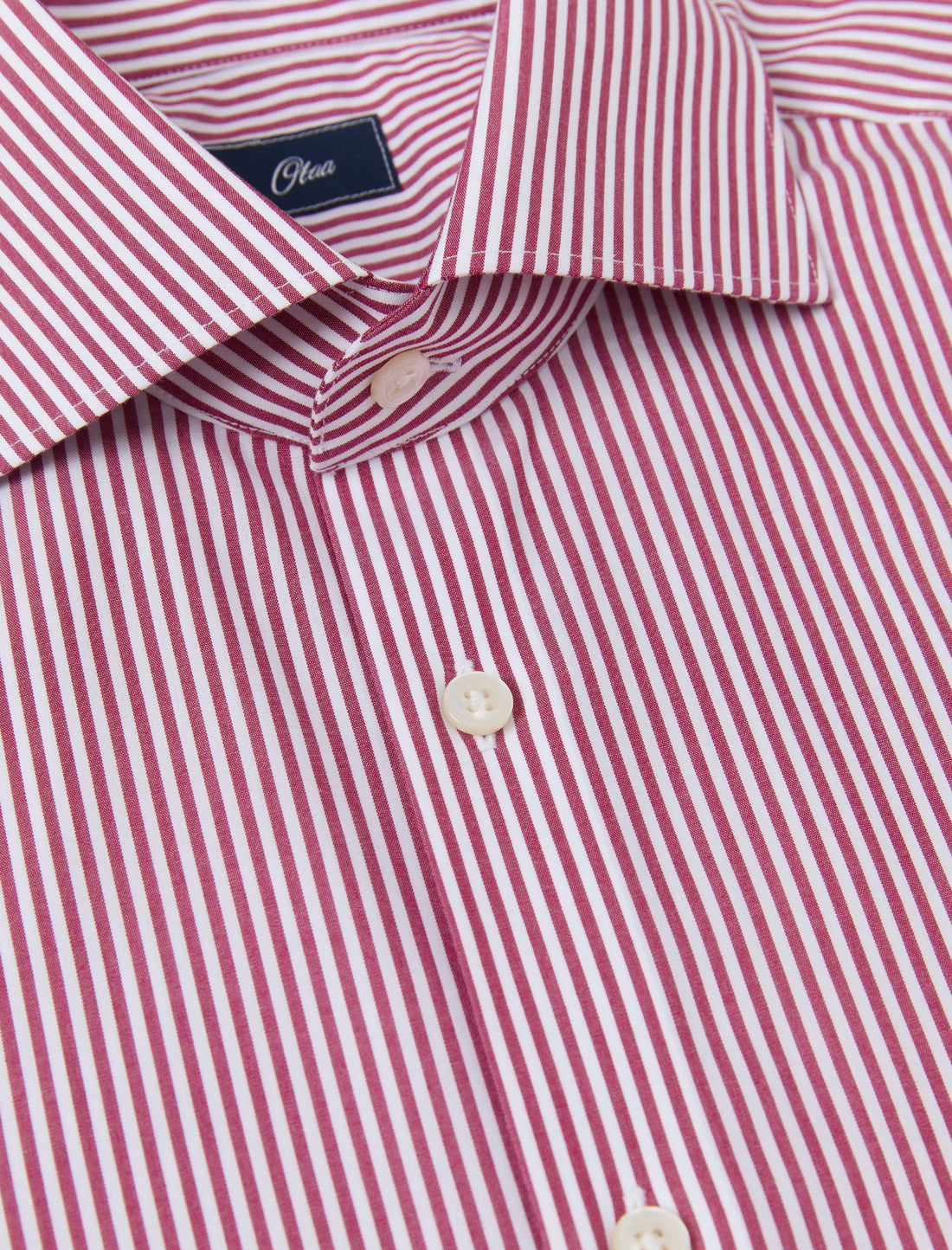 Redford Crimson Stripe Non-Iron Poplin Shirt - classic fit red stripe shirt detail - OTAA