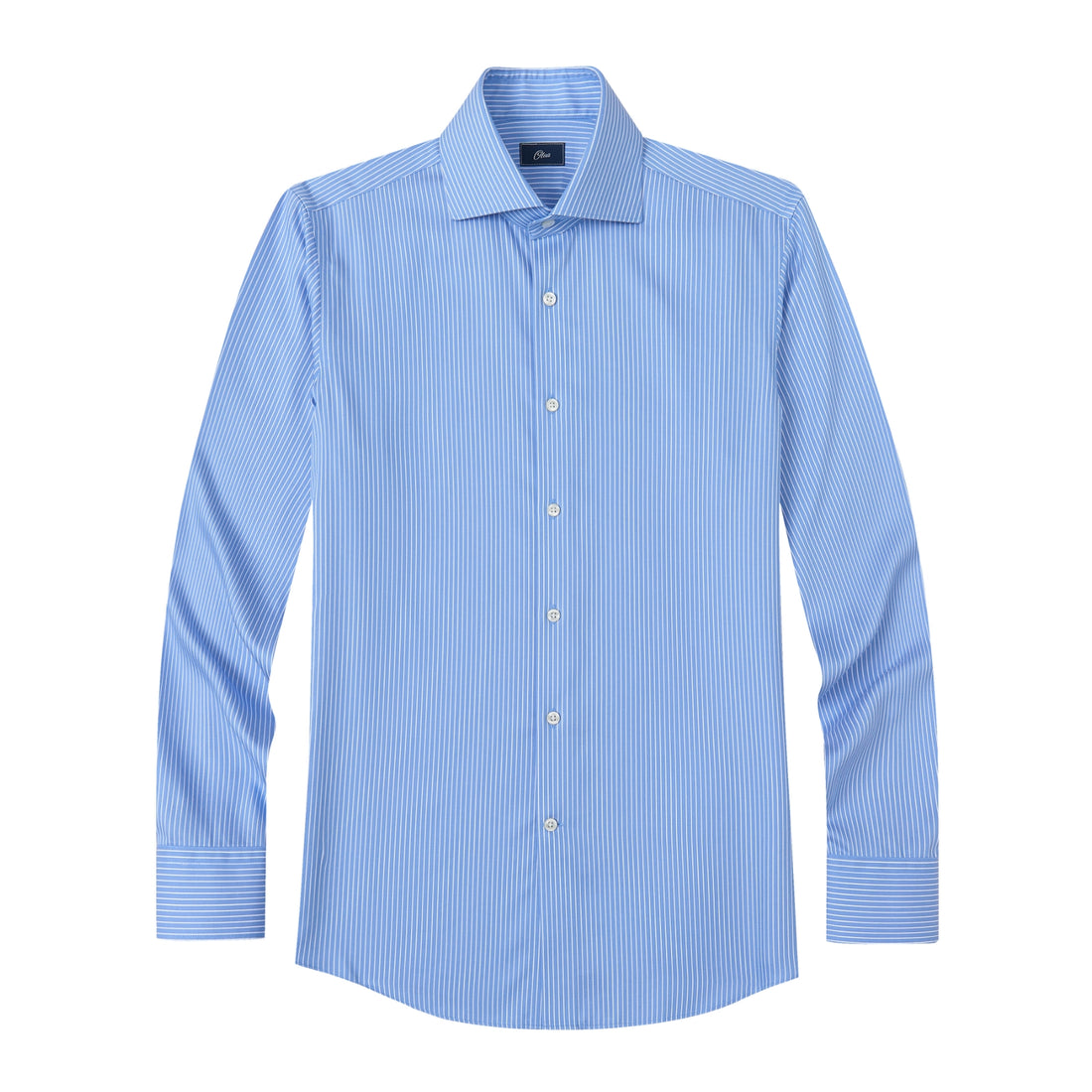 Beaumont Riviera Stripe Non-Iron Dobby Shirt - azure and ivory stripe dobby, Italian collar - OTAA
