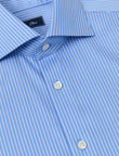 Beaumont Riviera Stripe Non-Iron Dobby Shirt - classic fit blue stripe shirt detail - OTAA