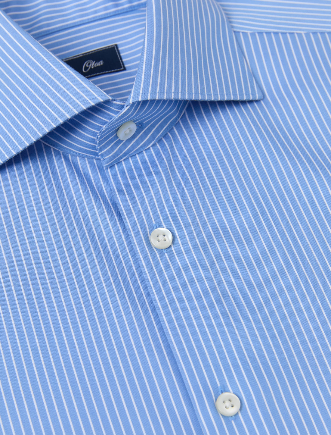 Beaumont Riviera Stripe Non-Iron Dobby Shirt - classic fit blue stripe shirt detail - OTAA