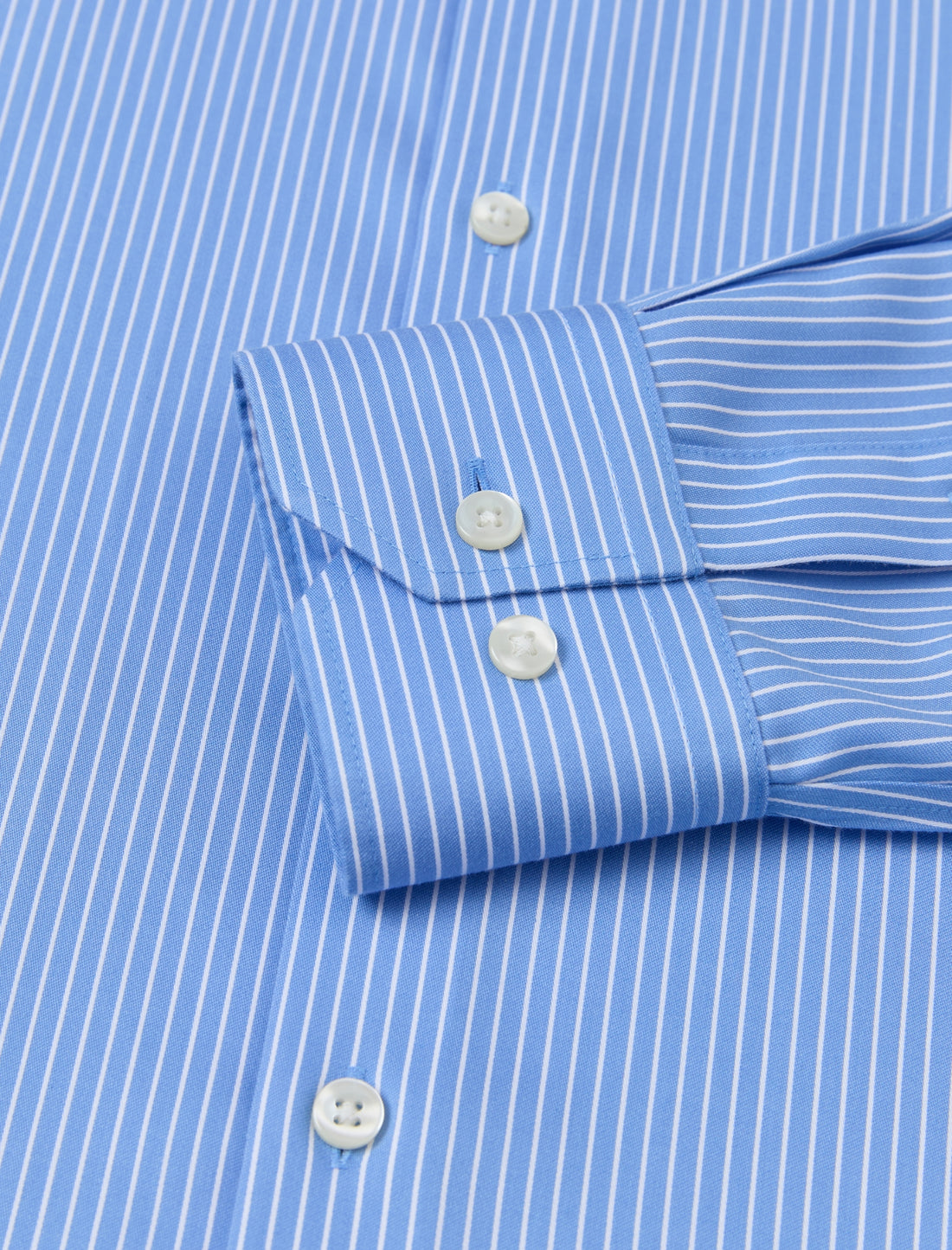 Beaumont Riviera Stripe Non-Iron Dobby Shirt - azure stripe dobby fabric close-up - OTAA
