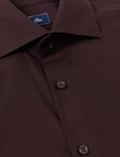 Carlisle Espresso Non-Iron Oxford Shirt - classic fit brown shirt detail - OTAA