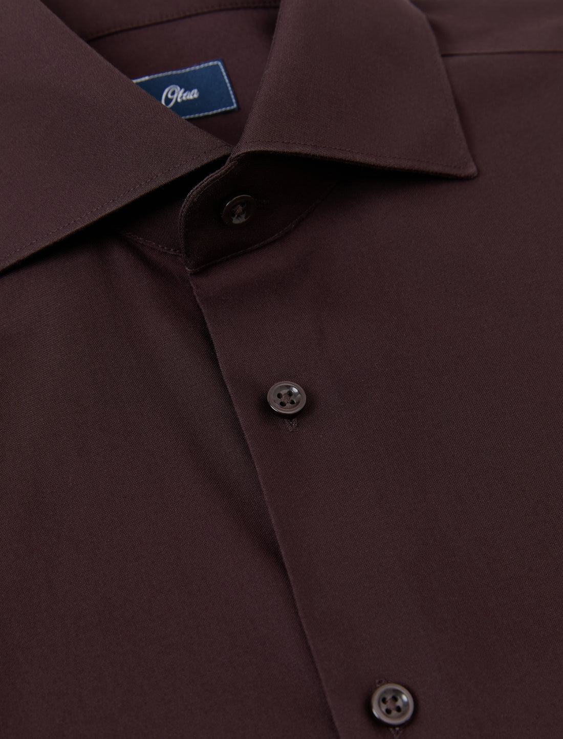 Carlisle Espresso Non-Iron Oxford Shirt - classic fit brown shirt detail - OTAA