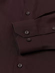 Carlisle Espresso Non-Iron Oxford Shirt - hexagonal cuff and oxford texture close-up - OTAA