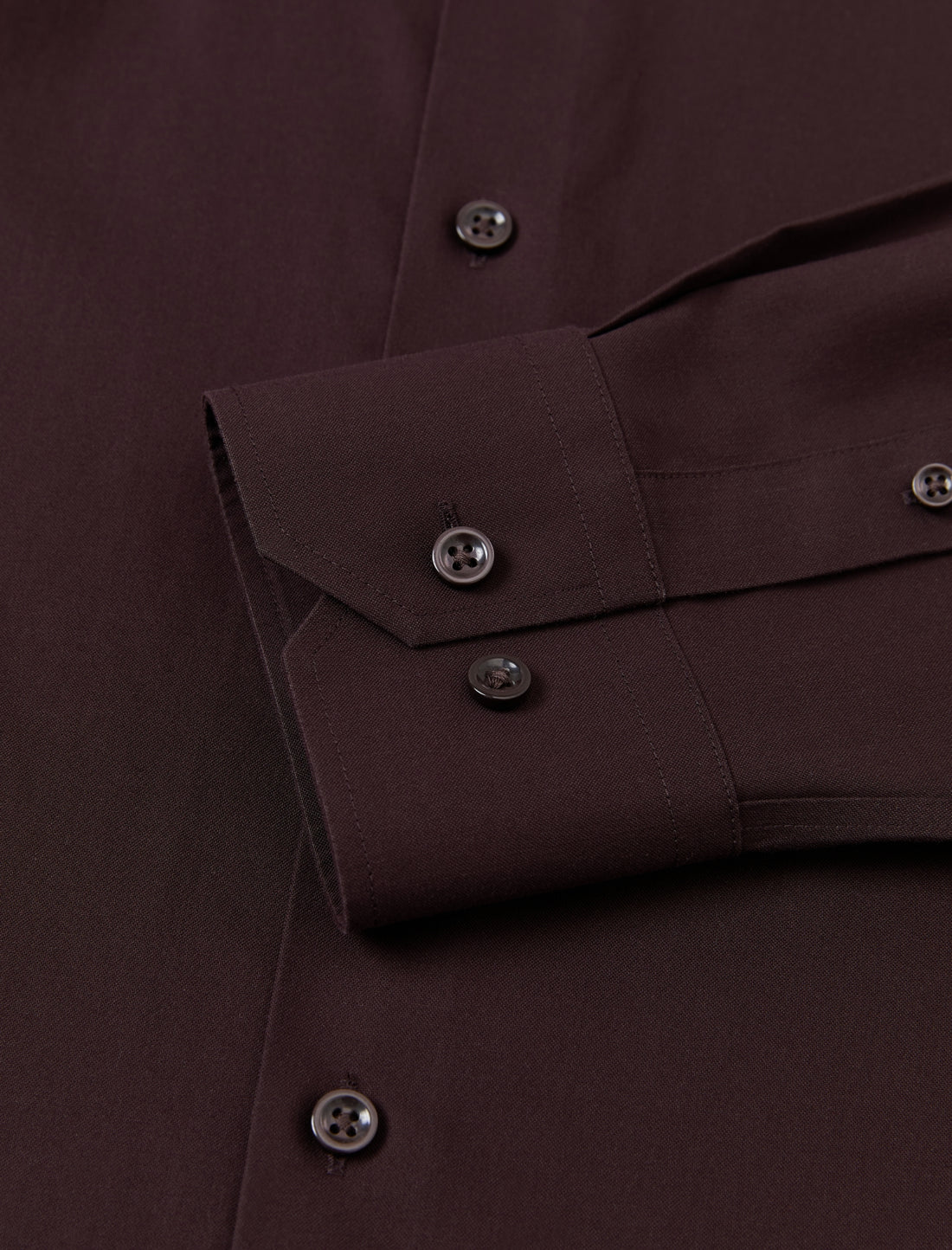 Carlisle Espresso Non-Iron Oxford Shirt - hexagonal cuff and oxford texture close-up - OTAA