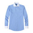 Beaufort Riviera French Cuff Non-Iron Dobby Shirt - azure stripe dobby with contrast white collar - OTAA