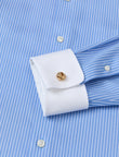 Beaufort Riviera French Cuff Non-Iron Dobby Shirt - men's blue stripe French cuff dress shirt back view - OTAA