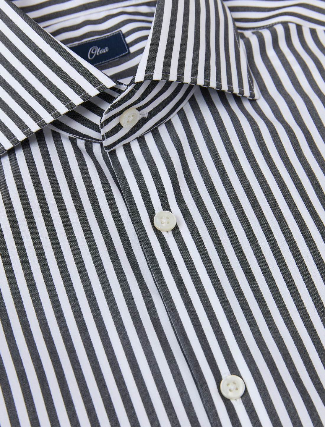 Whitmore Ebony Stripe Easy-Iron Poplin Shirt - classic fit stripe shirt detail - OTAA