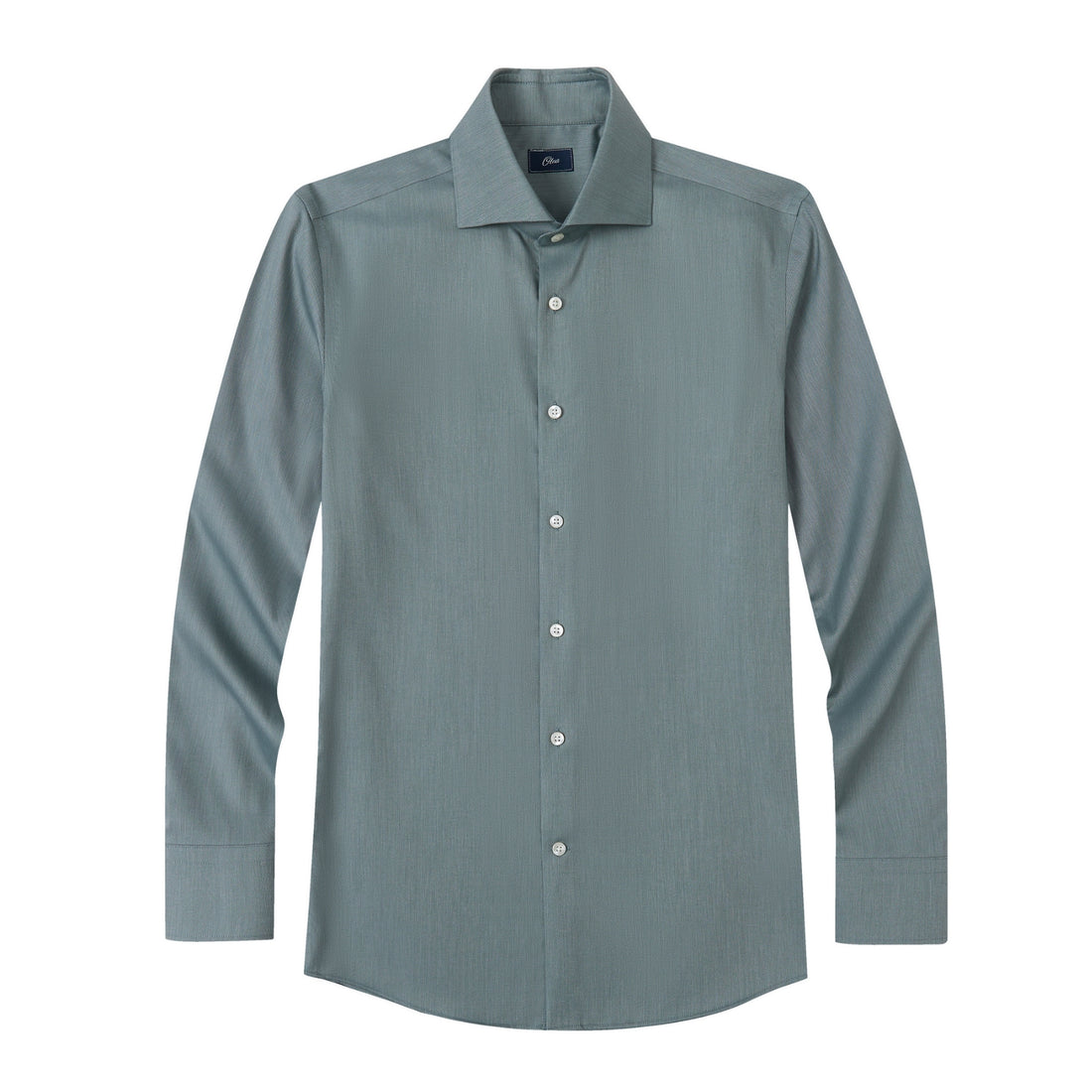 Sherwood Sage Easy-Iron Twill Shirt - sage green cotton twill, Italian collar detail - OTAA