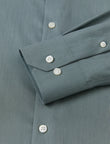 Sherwood Sage Easy-Iron Twill Shirt - sage green twill fabric close-up - OTAA