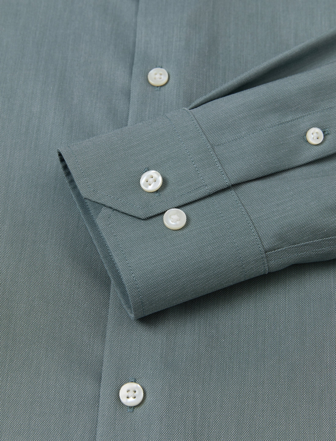 Sherwood Sage Easy-Iron Twill Shirt - sage green twill fabric close-up - OTAA
