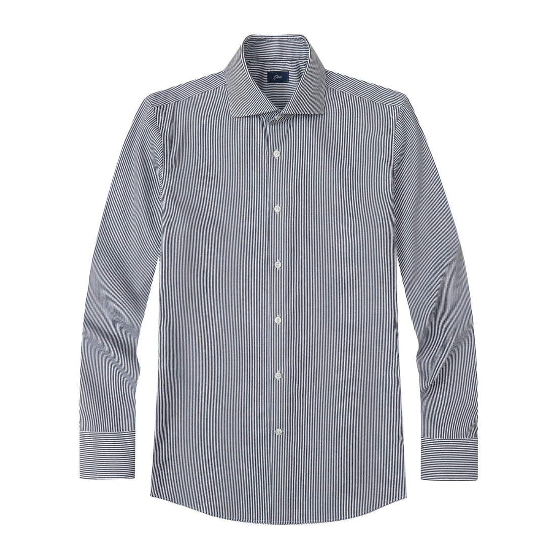 Pemberton Onyx Stripe Easy-Iron Twill Shirt - fine onyx and ivory stripe twill, Italian collar - OTAA