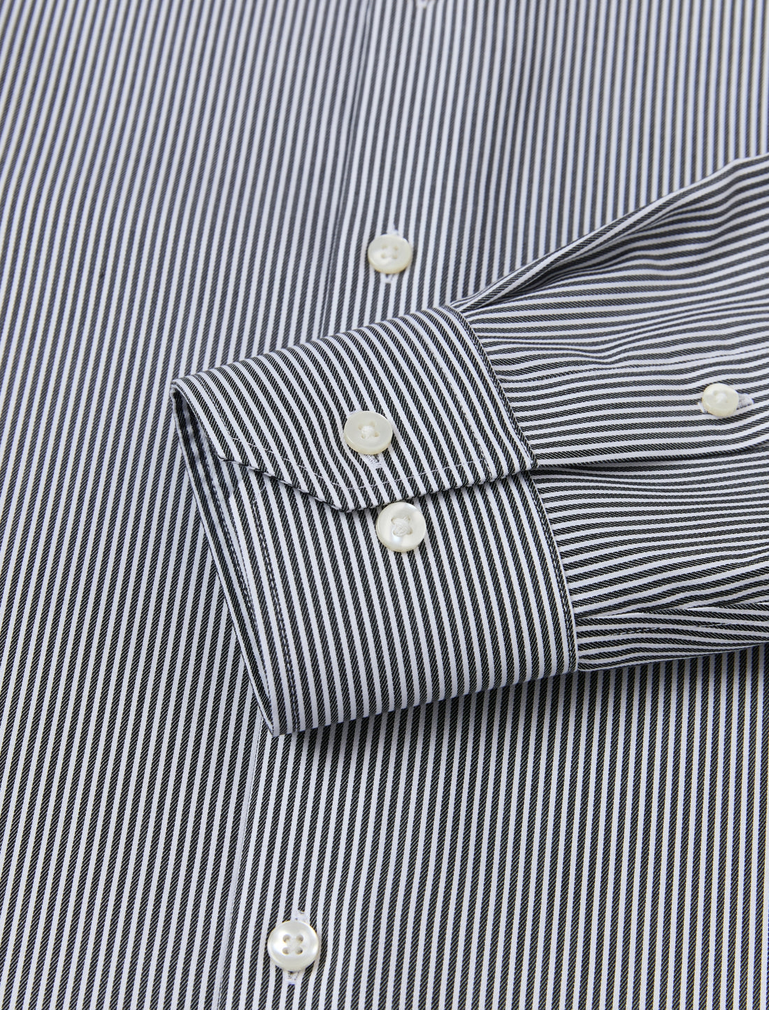 Pemberton Onyx Stripe Easy-Iron Twill Shirt - onyx stripe twill fabric close-up - OTAA