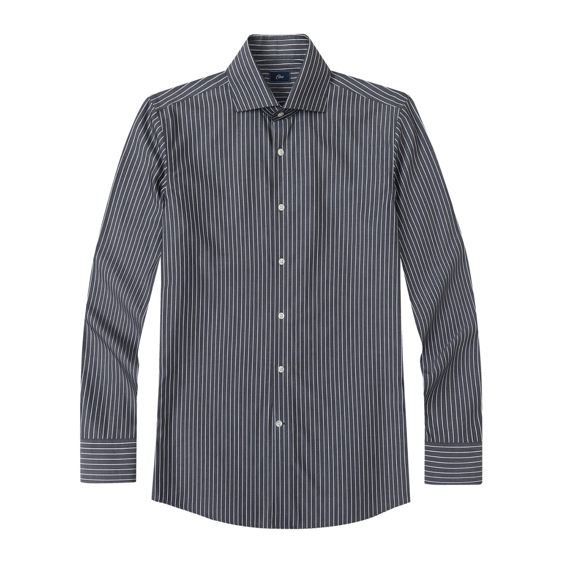 Marlowe Ivory Stripe Non-Iron Poplin Shirt - ivory and black stripe poplin, Italian collar - OTAA
