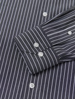 Marlowe Ivory Stripe Non-Iron Poplin Shirt - ivory stripe poplin fabric close-up - OTAA
