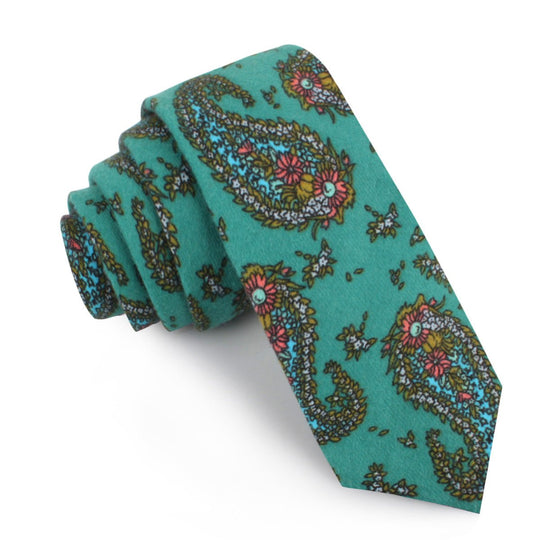 Amer Fort Teal Paisley Skinny Tie